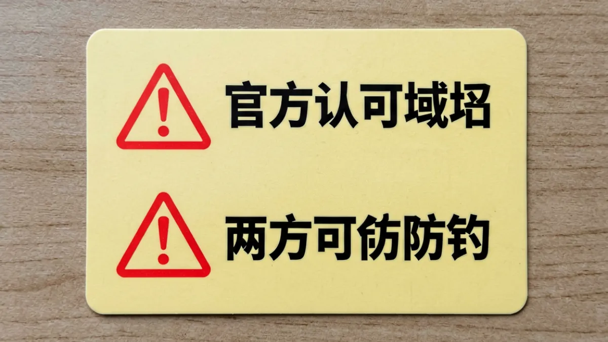 8x8x平台防钓鱼声明截图，标注官方认可的cc与com两个域名入口示意图
